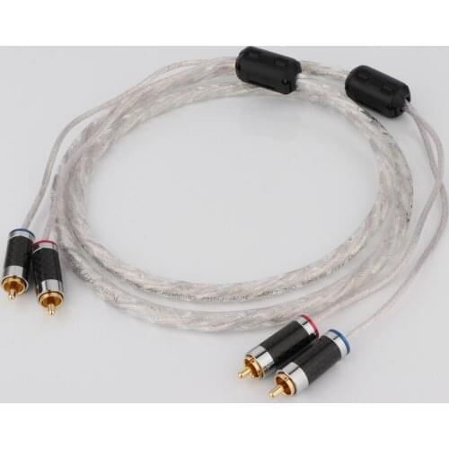 Preffair Hi-End OFC Silver Plated HiFi RCA Cable 2RCA To 2RCA Male Plug Interconnector Cable Audio Extend Signal Line Aux Cable