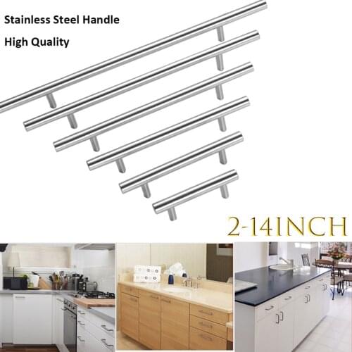 2~14Inches Modern Stainless Steel Kitchen Door Cabinet T Bar Handle Pull Knob Cabinet Knobs Furniture Cupboard Drawer Handle