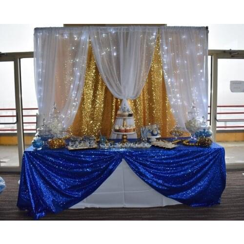 60X102in Royal Blue Sequin Tablecloth Rectangular Glitter Sequin Tablecover for Wedding Party Christmas Banquet Decor-RT10004