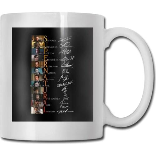 Supernatural All Cast Members Signatures S To 3Xl Novelty Latest Vintage Breathable Harajuku Mug Cup