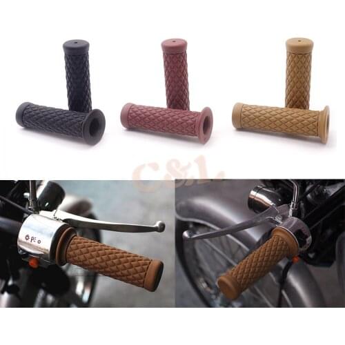 Motorcycle 7/8" Vintage Rubber Handlebar Hand Grip For DEUS Triumph Honda Suzuki Yamaha Kawasaki CG125 CB400