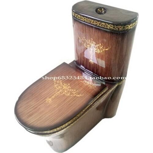 High-quality wood-grain toilet, super swirling one-piece toilet, ceramic, marble toilet