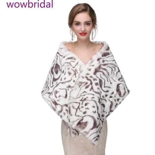 WOWBRIDAL Warm Faux Fur Winter Bridal Cape Wedding Cloaks Party Wraps Jacket Wrap Boleros De Encaje Boleros De Mujer