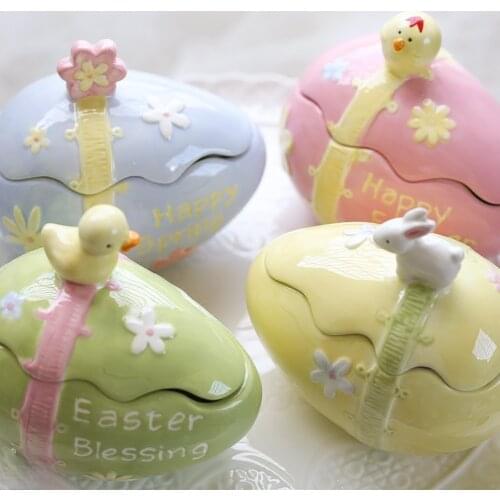 1pcs Super Cute Ceramic Storage Box Can Be Used To Store Jewelry, Small Ornaments, Small Toys and Other Egg Rabbit Jewelry Box