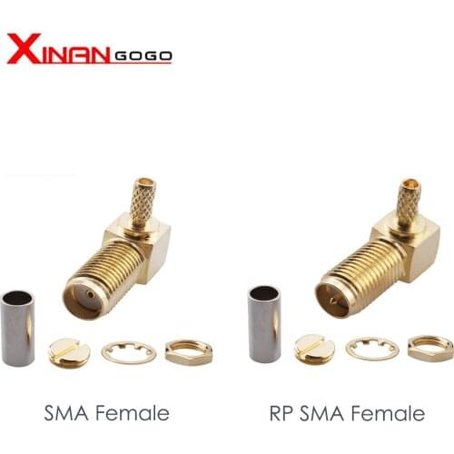 10pcs SMA Female Right Angle Crimp for RG174 RG316 RG316D RG179 LMR100 Cable RP SMA Female RF Connector
