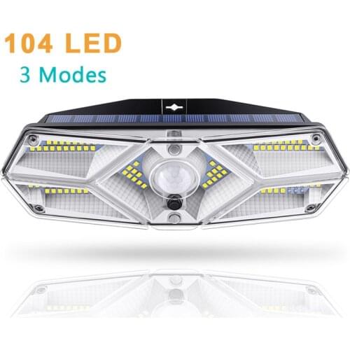 100 104 LED Solar Light Outdoor Solar Lamp PIR Motion Sensor Wall Light Waterproof Solar Sunlight Powered Garden street light