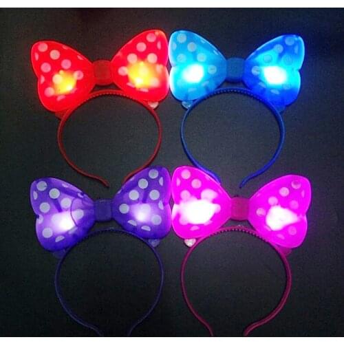 20 pieces/lot Flashing Glowing LED Bow headband light night lamps for Halloween KTV Bar disco kids birthday Party decorations
