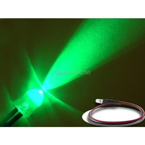 200pcs 5mm Round Top Green Prewired Led Pre-Wired resistors LED Lighting Lamp Bulb Cable DC12V