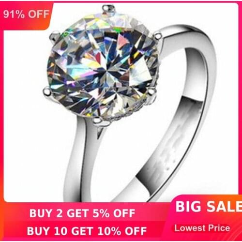 2016 Brand Design Handmade Women Solitaire ring 4ct AAAAA zircon cz 925 Sterling silver Engagement Wedding Band Ring Gift