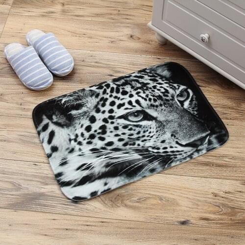 3D wild lion leopard wolf print door mat HQ Flannel carpet entry door hallway front door anti-slip floor mats 400x600mm