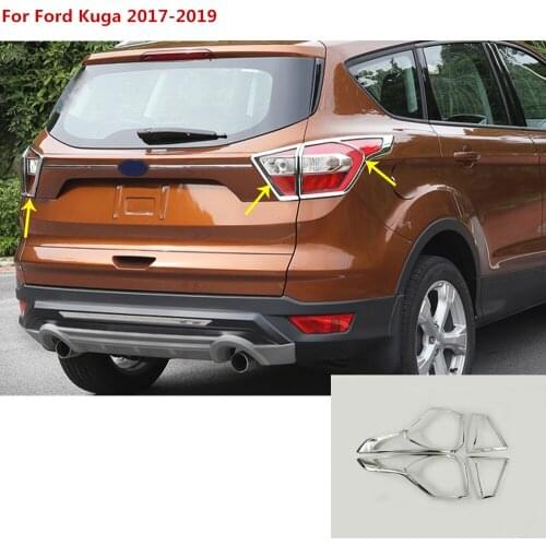 For Ford Kuga 2017 2018 2019 car detector ABS Chrome cover trim back tail rear light lamp frame parts 4pcs