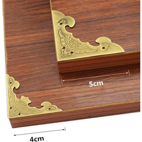 4PCS Chinese Antique Oak Decorative Box Corner Wooden Case Jewelry Boxes Pure Copper Corners for Furniture Metal Corners Crafts