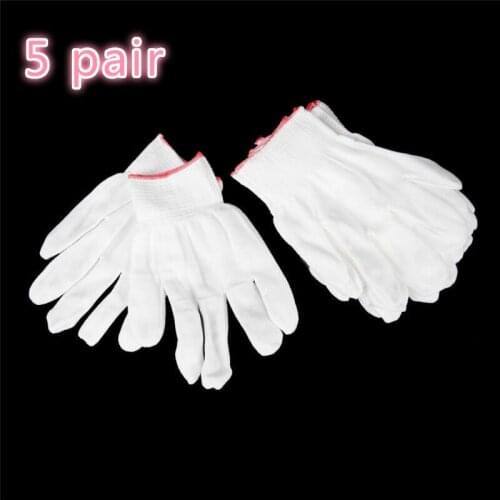 5pairs Nylon PU Finger Coated Gloves White Coated Glove Anti-static Gloves Clean Knitted Gloves