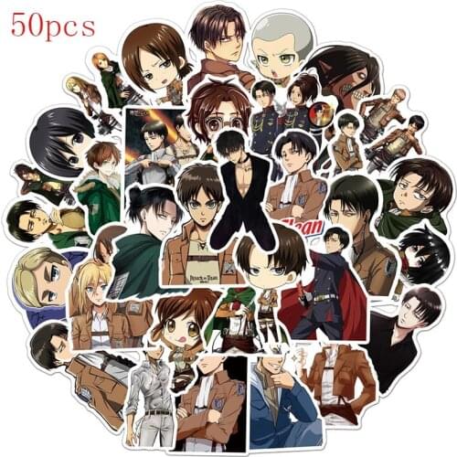 50Pcs Attack on Titan Anime Stickers Cosplay Laptop Guitar Motorcycle Luggage Skateboard Bicycle Waterproof Sticker