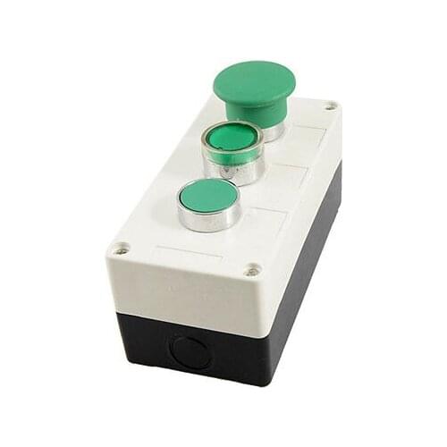 AC 110V Green Signal Light 3NO Momentary Switch Pushbutton Push Button Station