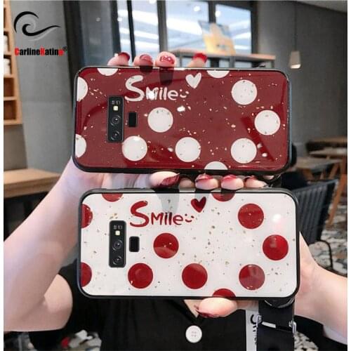 Wave Point gold foil Phone Case For Samsung S8 S9 S10 plus lite Wine Red Ploka Dots Soft TPU Back Cover For Note 8 9 10 Pro