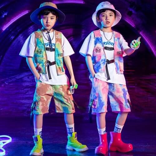 ChildrenS Hip-Hop Dance Clothes Boys Camouflage Overalls Vest Hiphop Costumes For Girls Jazz Street Dance Rave Clothes DN8776