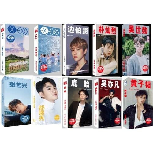 EXO LAY BAEKHYUN SEHUN CHANYEOL Postcard Collection Cards Stickers Set China Male Singer Actor Combination Band festival gift