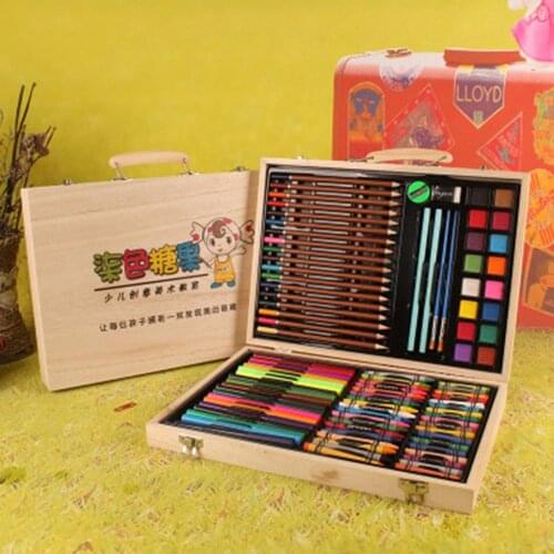 Childrens Drawing Tool Set Art Supplies Set, Including Colored Pencils, Crayons, Watercolor Pens, Watercolor Powder Oil Pastel