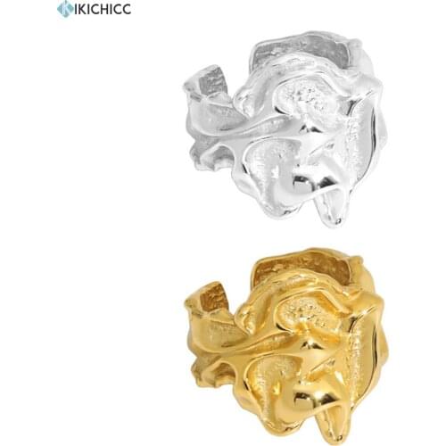 KIKICHICC 925 Sterling Silver Gold Geometric Irregular Large Thick Resizable Ring Adjustable Women Fashion Jewelry Party