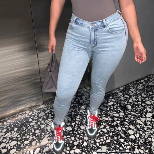 3 Colors Classic Basic Ultra-High Elastic Spring And Summer Thin Section And Ankle High Waist Bag Hip Denim Trousers