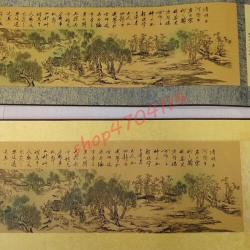 Collection edition, panoramic panoramic scroll of silk fine mounting scroll for decorative painting of Shanghe River in Qingming