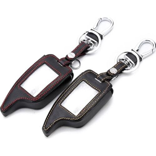 Leather key cover for Scher Khan Magicar 5/6 Leather Case For Scher-khan Magicar M5 M6 Alarm Remote Keychain Cover Protector