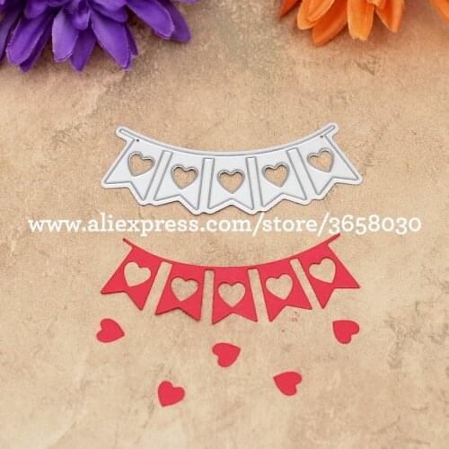 Heart Flag Wedding Decoration Metal Die cutting Dies For DIY Scrapbooking Photo Album Decorative Embossing Folder 8072561