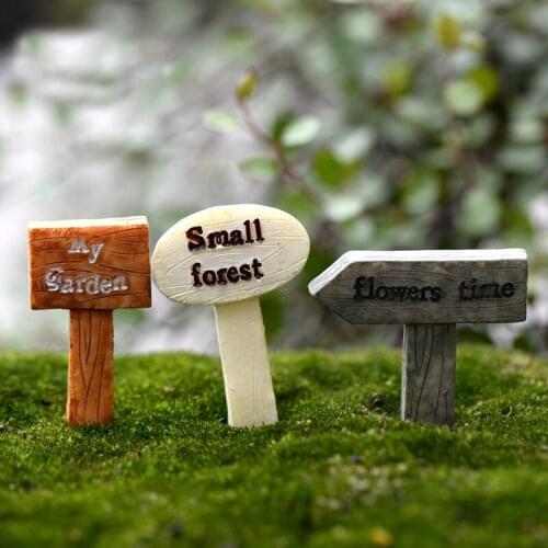 3PCS Mini Garden Accessories Moss Micro World Signpost Garden Miniatures Modernization Simple Style Kawaii DIY Resin Craft