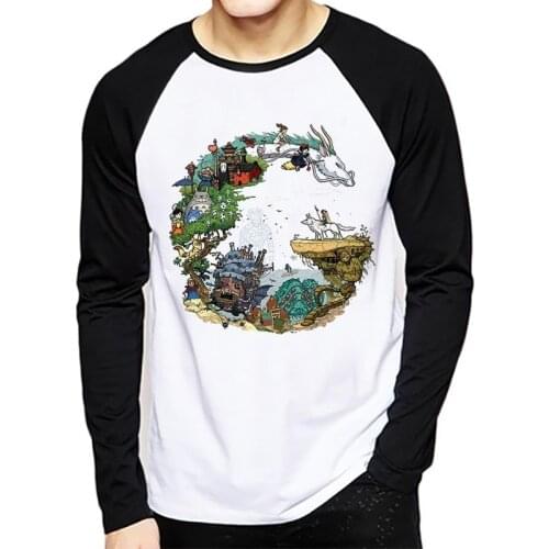 Japanese Anime Totoro long sleeve Shirt Men Studio Ghibli Miyazaki Hayao Anime Spirit Away T Shirt Men Women Clothes T-Shirts