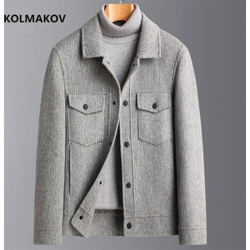 2021 Winter Mens short Double sided wool coat casual woolen overcoat high quality single-breasted trench coat men