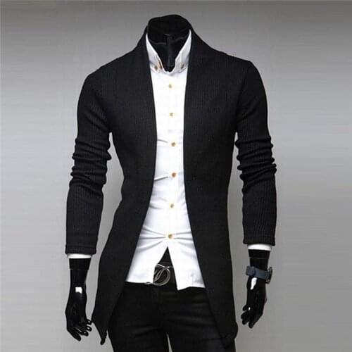 Mens Autumn Casual Solid Slim Fit Knitted Sweater Jumper Cardigan Coat Jacket Male Knitting V-Neck 002
