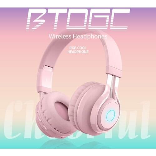 New Wireless Headphones LED Light Bluetooth Headset Rechargeable HiFi Sound Earphones Stereo Foldable Sport Design for Children