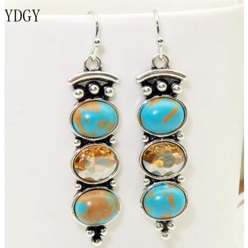 YDGY New long geometric Earrings large earrings handmade by Bohemia in 2019 Champagne crystal long earrings