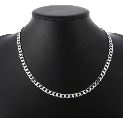 Wholesale Classic 6MM geometry chain 925 Sterling Silver Necklaces for Women man fashion Jewelry wedding Party Christmas Gifts