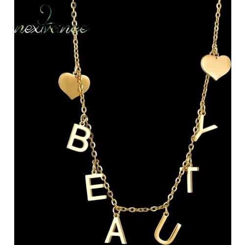 Nextvance Custom Name Necklace Stainless Steel Personalized Two heart Pendant Gold Chain Necklaces For Women Couple Jewelry Gift