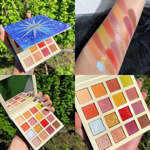 16 Color Glitter Neon Eyeshadow Pallete Shimmer Matte Pigmented EyeShadow Palette Metallic Diamond Make Up Palette