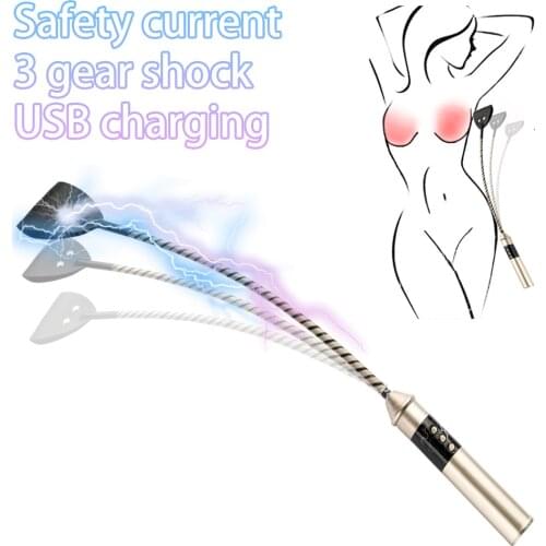Electric Shock Whip Leash Bdsm Leather Slave Spanking Paddle SM Bondage E-stim Flogger Sex Toys For Couples Adult Game