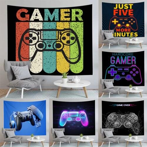 Gift for BoyGamer Printing Wall Tapestry Explosion Models Game Console Handle Neon Light Throw Cloth Window Decoration