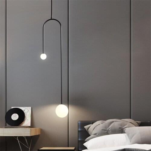 Nordic U Shade Pendant Lights Modern Bedroom Pendant Lamp Warm Living Room Hanging Iron Study Lighting Kitchen Lamps Fixtures