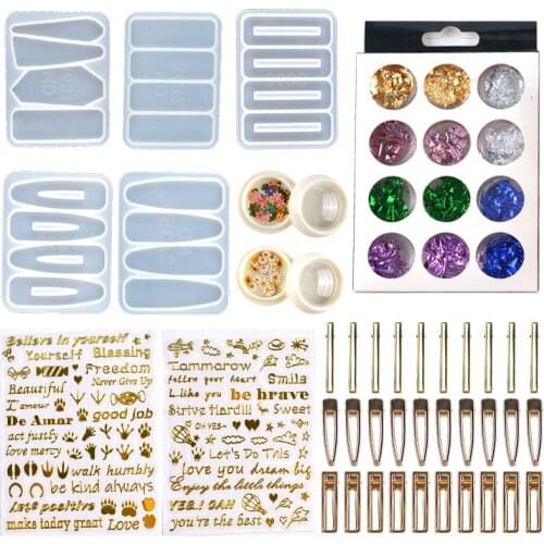 1Set Transparent Hairpin Silicone Casting Molds Epoxy Resin Mould For DIY UV Resin Hair Jewelry Crafts Making Tools Accessories