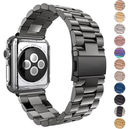 Fashion Stainless Steel Watch Strap For iWatch Apple Watch 5/4/3/2/1 44/40/42/38mm Replacement Watch Strap Bracelet Band +Tools