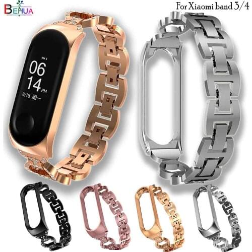 Mi Band 4 Strap luxury Stainless Steel For Xiaomi Mi Band 3/4 watch Strap Bracelet Wristbands Pulseira Accessories+metal frame