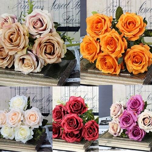Rose Silk Peony Artificial Flowers Bouquet Home Fake Flowers For Home Wedding Party Indoor Decoration Supplies