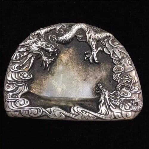 Christmas china Four treasures of study, antique inkstone, ornaments, calligraphy and painting, Miao silver inkstone