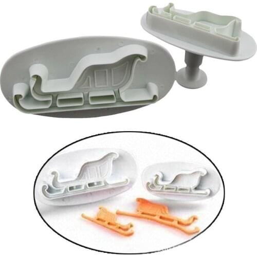 Christmas Sled Embossed Cookie Cutter Plastic Biscuit Cut Mold Baking Fruit Cut Cake Mold Embossing Printing Die