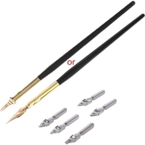 HX6A Calligraphy Drawing Dip Ink Nib Pen Set Signature Writing Antique Elegant Gifts
