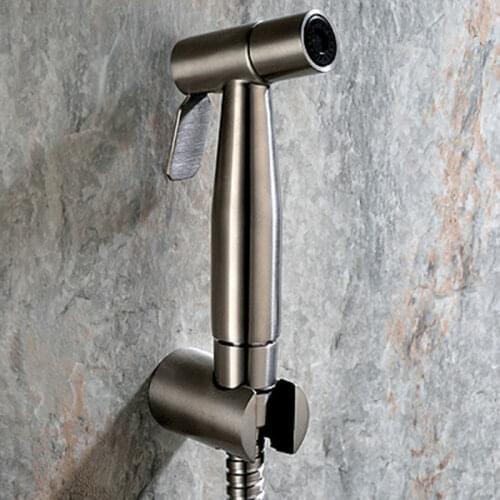 304 Stainless Steel Hand Toilet Bidet Mini Shower Bidet Spray High Pressure Small Shattaf Sprayer in Nickel Brushed Bidet Shower