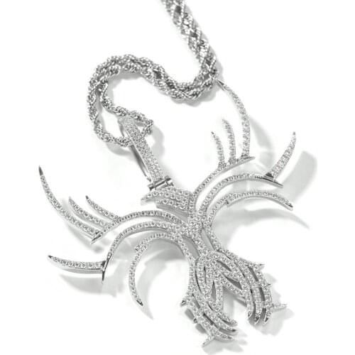 BLING Butterfly Skeleton CZ Pendant Necklace Hip Hop Iced Out Cubic Zirconia Jewelry For Men Women