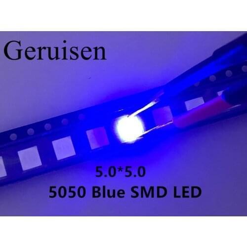 Led diode 5050 blue smd/smt plcc-6 3-chips ultra bright light-emitting high quality diodes 460-470NM 5.0*5.0MM BLUE 5050 50PCS